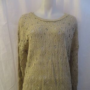 Y LONDON GOLD CROCHET KNIT TOP M